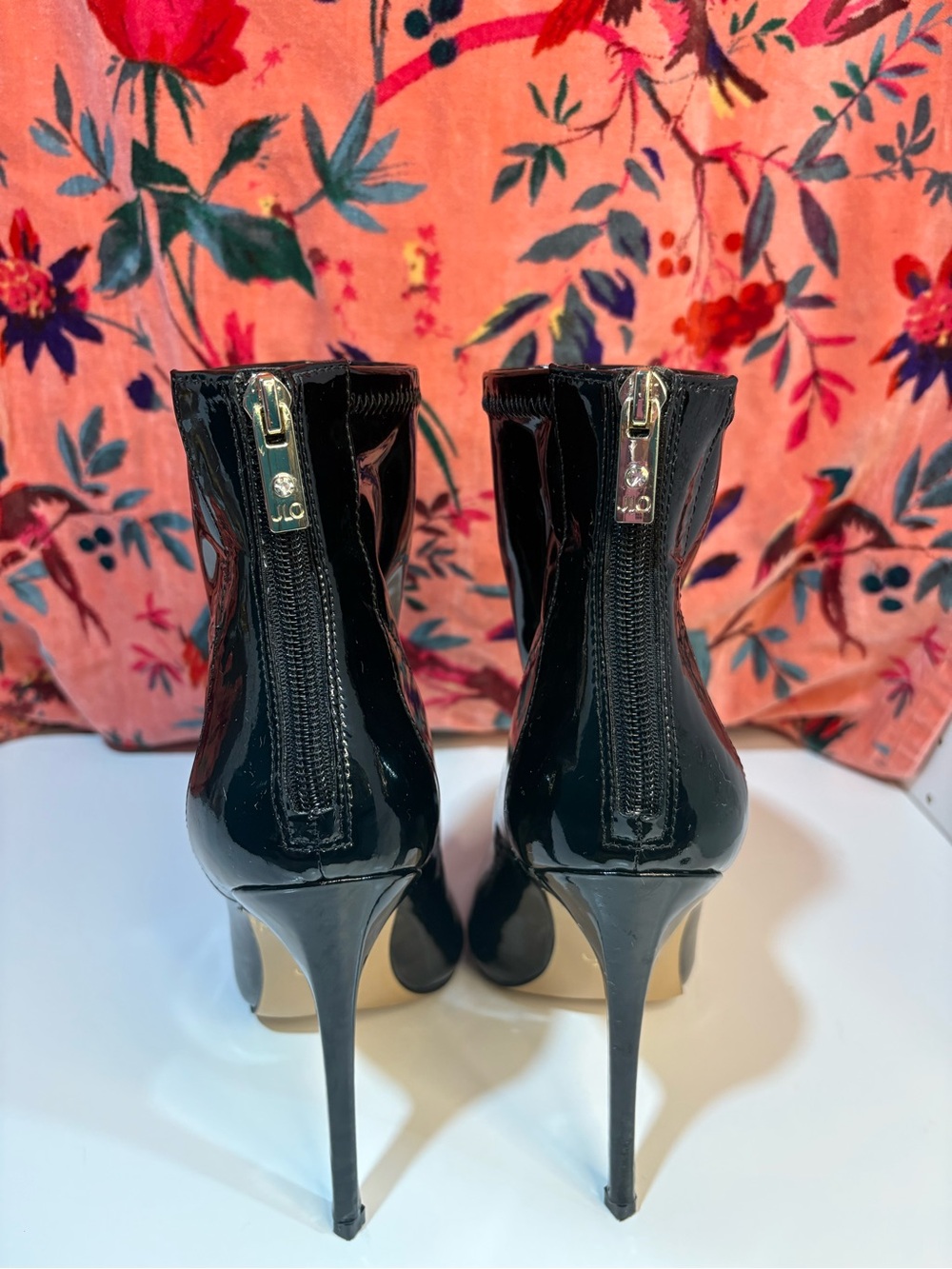 Women's Black Patent Pointed-Toe Stiletto Ankle Boots - Sleek JLO brand - Picture 2 of 5